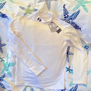 Under Armour fitted white coldgear turtleneck, Youth XL